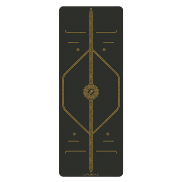 Liforme Black & Gold Travel Yoga Mat With Travel Carrier