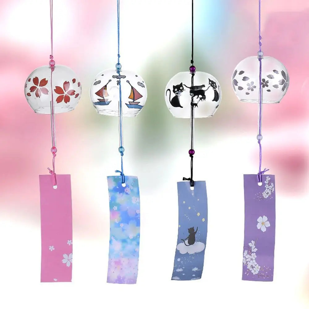 1Pcs Creative Wind Bell Japan Wind Chimes Handmade Glass Furin Spa Japanese Room Decor Garden Pendant Kitchen Office Home Decor