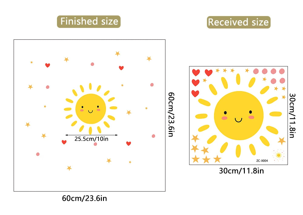 Cartoon Smile Sun Wall Decals for Kids room Nursery Wall Decor Home Decoration Removable DIY Sticker on Wall Backdrop Art Murals