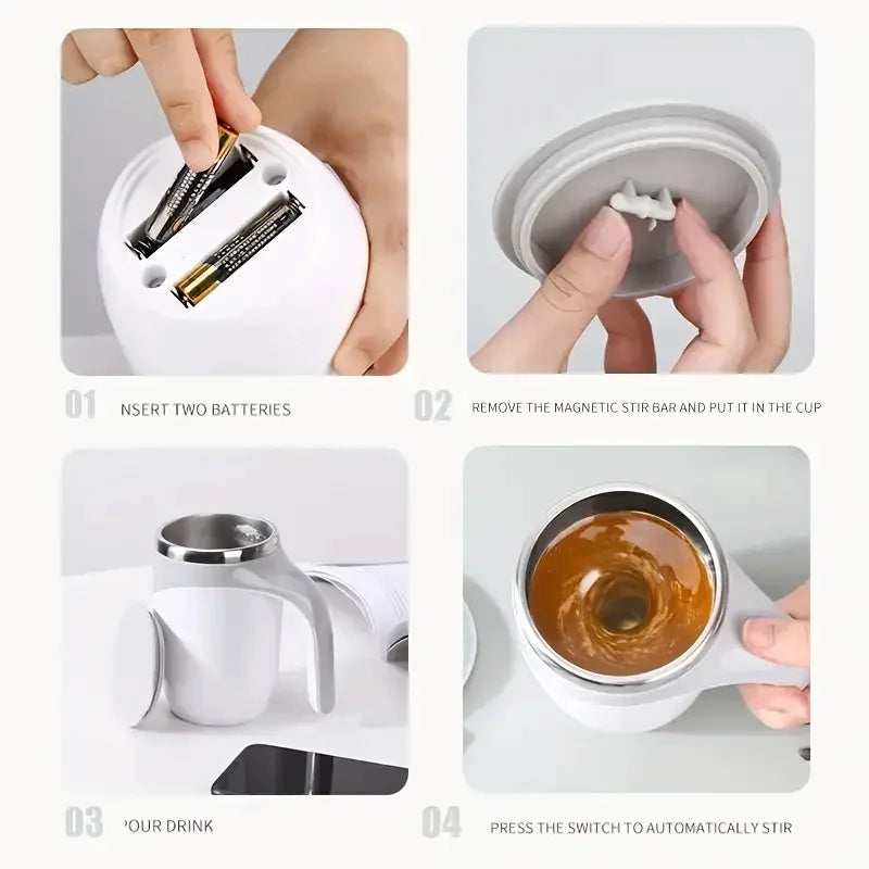 Automatic Self Stirring Mug Coffee Milk Fruits Mixing Cup Electric Stainless Steel Lazy Rotating Mug Magnetic Stirring Cup