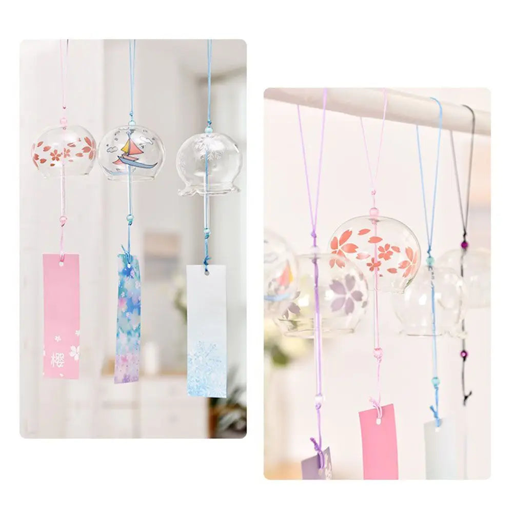 1Pcs Creative Wind Bell Japan Wind Chimes Handmade Glass Furin Spa Japanese Room Decor Garden Pendant Kitchen Office Home Decor