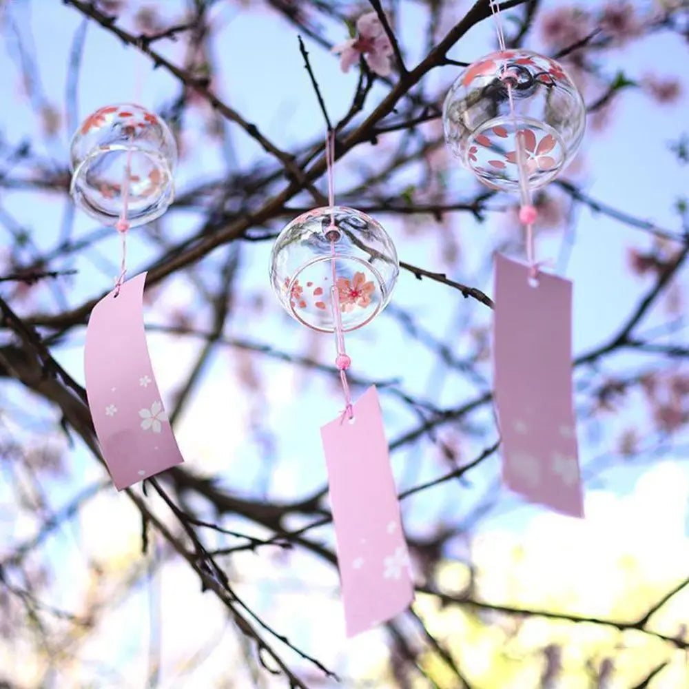 1Pcs Creative Wind Bell Japan Wind Chimes Handmade Glass Furin Spa Japanese Room Decor Garden Pendant Kitchen Office Home Decor